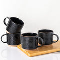GBhome 12OZ Stackable Coffee Mugs, Ceramic Coffee Mugs with Texture Patterns for Man,Woman,Dad,Mom, Modern Coffee Mugs Set of 4 for Latte/Cappuccino/Cocoa. Dishwasher&Microwave Safe