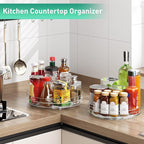 2 Pack Lazy Susan Organizer, 9.5" Lazy Susan Turntable Spice Rack for Cabinet, Refrigerator Organizer and Storage for Pantry, Closet, Countertop, Non-Skid Fridge Organizers