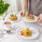 WDF Partyware 350Piece Silver Plastic Dinnerware Set for 50 Guests - Silver Plastic Plates with Cutlery Include:50Dinner Plates-50Dessert Plates-50Pre Rolled Napkins with Silverware Party Wedding