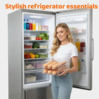 Egg Holder for Fridge, Automatic Steady Rolling Egg Dispenser with Silicone Bumpers & Handle for Refrigerator, Large Capacity Egg Organizer with Lid