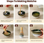 Matcha Whisk Set, Ceramic Matcha Kit Desert Style, Matcha Whisk and Bowl, Bamboo Scoop and Rest, Sifter and Tea Towel, 7 Pcs Gifts for Matcha Lover - Dark Green