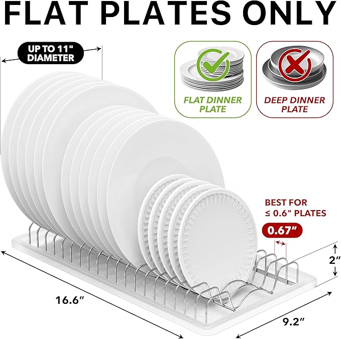 Simple Houseware 2 Pack Stainless Steel Plate Drying Rack with Drainboard, Chrome