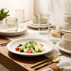 Bloomhouse - Two Time Oprah's Favorite Things Winner - Corsica Clay 12 Piece Stoneware Rustic Reactive Glaze Dinnerware Set - Stackable Plates and Bowls Set. Service for 4 - Matte Sea Salt White