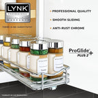 LYNK PROFESSIONAL® Pull Out Spice Rack Organizer for Inside Kitchen Cabinets - 4-3/8 inch Wide - Slide Out Drawer – Chrome Sliding Spice Organization for cabinet - Spice Racks - 1 Tier