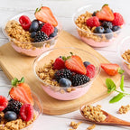 Qeirudu 8 oz Small Clear Plastic Bowls, 100 Pack Disposable Hard Plastic Party Serving Bowls for Fruit, Desserts, Parfaits, Ice Creams, Snacks
