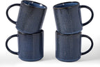 famiware Coffee Mug Set for 4, Star 16 oz Catering Mugs Cup Set with Handle for Coffee, Tea, Cocoa, Milk - Ceramic Stoneware Drinkware Set, Nebulas Blue