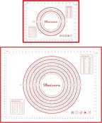 Silicone Baking Mats Set of 2,Extra Large 31.5" x 24" Small 16" x 12" Non Stick Non Skid Pastry-Mat with Measurements (Red)