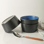 Stone Lain Albie Stoneware 32-Piece Modern Dinnerware Set, Kitchen Plates and Bowls Sets, Service for 8, Blue and Black, Microwave & Dishwasher Safe