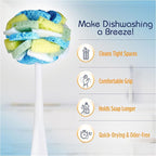 Compac Home Dish SpongeWand Plus Tri Surface Scrubbing Sponge with Cello Foam Scour Sponge Petals, Cleans Dishes, Glassware 360 Scrubber Pads for Tough to Clean Pots Pans, Multi-Color, (Pack of 6)