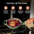 Our Place Mini Always Pan | 8.5" Ceramic Pan with Modular Lid & Beechwood Spatula | Patented 10-in-1 Nonstick, Non-Toxic Cookware Made Without PFAS | Induction & Oven-Safe up to 450°F | Sage
