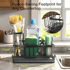 Kitchen Sink Caddy Organizer Stainless Steel Sponge Caddy with Diatomite Absorbent Mat,60s Fast Drying for Home Kitchen & Bathroom,Rustproof Storage for Sponge Soap Brush