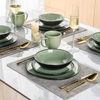 AmorArc Ceramic Dinnerware Sets,Handmade Reactive Glaze Stoneware Plates and Bowls Sets,Highly Scratch Resistant | Dishwasher & Microwave Safe Dishes Set,Service for 4 (12pc)