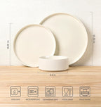 TheTerra Ceramic Dinnerware Sets for 6, 18 Pieces Porcelain Lightweight Plates and Bowls Sets, Scratch Resistant Dish Set, Oven & Microwave & Dishwasher Safe, Beige