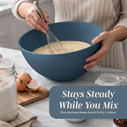 COOK WITH COLOR Mixing Bowls with Lids - 12 Piece Plastic Nesting Bowls Set includes 6 Prep Bowls, Microwave Safe Mixing Bowl Set, Blue and White TPR Lids
