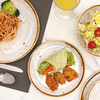 TP 12-Piece Melamine Dinnerware Sets, Plates and Bowls Dishes Set for 4, Break-Resistant & Non-Microwavable, Lightweight Dinner Plates, Grey Swirl
