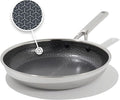 OXO Hybrid 10” Nonstick Stainless Steel Frying Pan, Durable PFAS-Free Ceramic Skillet, Stay-Cool Handle, Induction & All Cooktop Compatible, Dishwasher Safe, Mirror Polished Tri-Ply