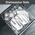 304 Stainless Steel Cooking Utensils Set, 9 PCS Metal Stainless Steel Kitchen Utensils Set, Serving Spoon, Spaghetti Spoon, Skimmer, Meat Fork etc (Dishwasher Safe)
