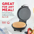 Dash Mini Maker Griddle - Compact Griddle for Creative Homemade Treats - PTFE nonstick surface, Quick Heat-Up System & Space-Saving Design - Silver