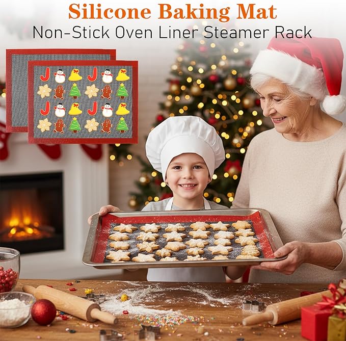 2 Pcs Perforated Silicone Baking Mats 15.7"*11.7" Silicone Baking Sheet Reusable Cooking Mat Breathable Mesh Cookie Mat for Cookies, Bread and Pastry, Bakings Supplies for Oven
