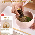 Matcha Whisk Set – Crystalline Glaze Bowl, Bamboo Whisk & Holder, Scoop & Sifter with Holder, Cup with Lid & Straw, Ice Cube Tray & Tea Towel – Pink Matcha Gift Set for Women, Women Gifts