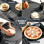 Extra Large Baking Mat - 26" Silicone Pastry Mat, Reusable Non-Stick Dough Mat with Measurement for Fondant, Rolling Dough, Pie Crust, Pizza and Cookies, Black