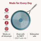 KitchenAid Hard Anodized Ceramic Induction Nonstick Cookware Frying Pan/Skillet with Lid, Dishwasher Safe, 12.25 Inch Non Stick Fry Pan with Stainless Steel Handle - Agave Blue