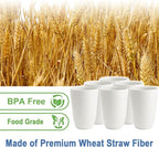 Wheat Straw Cups 16 OZ - Unbreakable Drinking Cup Set of 6 Plastic Cups Reusable Lightweight Glasses Drinking Cup Microwave & Dishwasher Safe Water Glasses Tumbler - White