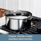 All-Clad D3 3-Ply Stainless Steel Stockpot with Lid 8 Quart, Induction, Oven Broiler Safe 600F, Silver