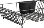 Simple Houseware Large Over Sink Counter Top Stainless Steel Dish Drainer Drying Rack with Utensil Holder, Black