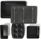 Amazon Basics Nonstick Bakeware 6-Piece Set, Stackable, Dishwasher and Oven-Safe, Baking Pan