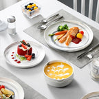 MALACASA Plates and Bowls Sets, 12 Pieces Porcelain Dinnerware Sets Dishware Sets Chip Resistant Ceramic Dish Set Dining Dinner Ware Service for 4, Marble Grey, Series LUNA