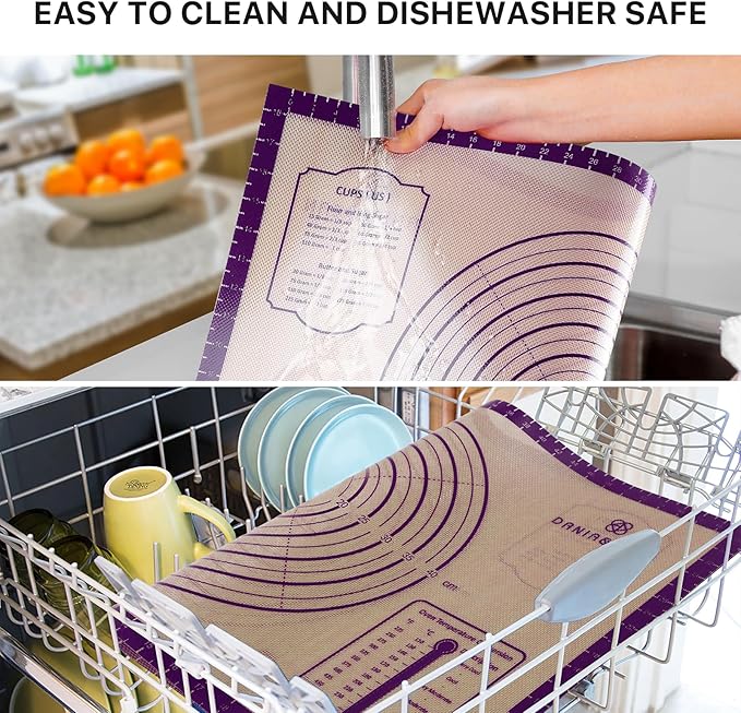 Baking Mat, 28" x 20" Silicone Food Grade Extra Large Non Stick Baking Sheet Mat with Measurement Non-slip Dough Rollin Counter Mat for Making Cookies, Macarons, Bread and Pastry