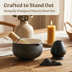 Matcha Kit Whisk Set (7 Pcs) - Complete Matcha Set, Matcha Bowl with with Bowl, Whisk and Holder, Bamboo Spoon/Scoop, Scoop Rester and Sifter incl. Booklet