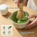 Matcha Whisk Set 11 Pcs - Japanese Matcha Kit with Bamboo Chasen, Ceramic Bowl with Spout, Scoop, Sifter, Towel - Tea Ceremony Gifts for Matcha Lovers, Christmas, Beginners, Birthday (Green)