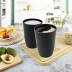 Wheat Straw Cups 6 Pcs 16 OZ Plastic Cup, Unbreakable Drinking Glasses, Lightweight Cup Set for Kitchen, Alternative to Plastic Cups Reusable Dishwasher Safe (Black)