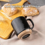 GBhome Coffee Mugs Set of 4, 12oz Handmade Stoneware Coffee Mugs Set with Large Handle for Cappuccino/Latte/Tea/Hot Cocoa, Dishwasher & Microwave Safe, Black