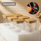 Square Glass Jars with Bamboo Lids 17 FL OZ [Set of 12], Glass Canisters with Airtight Lids, Glass Food Storage Containers for Spice, Sugar, Tea, Candies, Cookies, Best for Kitchen & Pantry