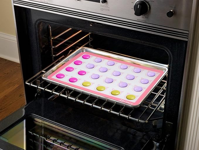 Aprince 2 Pack of Silicone Baking Mats Silicone Pastry Mat,Non-stick Baking Mat Pink 16.5x11.8x0.09 inch Silicone Mat Silicon Baking Mat Set Baking Mats Silicon Mats for Baking mats non stick silicone