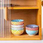 Ceramic Dipping Bowls Set - Mini 4 Oz Dessert Bowls - Small 3.5 Inch Porcelain Bowls for Side Dishes, Snack, Yogurt, Appetizer - Microwave Dishwasher Safe - Set of 6 - Assorted Colors