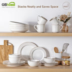 GBHOME Ceramic Dinnerware Sets,18 pcs Embossed Elegant Stoneware Plates and Bowls Sets, Housewarming Wedding Gift | Dishwasher & Microwave Safe | Dishes Set Service for 6