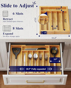 Kitsure Silverware Organizer - Expandable Bamboo Kitchen Drawer Organizer for Cooking Utensils and Cutlery, Sturdy & Thickened Kitchen Organizers and Storage Solution, Large, Natural