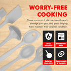 Chef Craft - Premium Silicone Kitchen Tools and Utensils Set, Non-Scratch, Withstands Temperatures up to 450°F, BPA-Free, 7 Piece Cooking Utensils Set, Gray