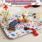 Vesici 3 Pcs Wildflower Graduation Serving Trays 13 x 10 Inch Red Blue Floral Class of 2026 Congrats Grad Melamine Platters Reusable Rectangular Serving Dishes for Graduate Party Snacks Fruit Dessert