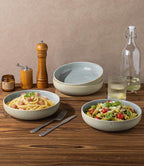 theterra 8.5'' Ceramic Pasta Bowls, Salad Bowls Set of 4, Stoneware Serving Bowls for Fruits, Noodle, Dinner, House-warming Wedding Present, Desert Sage