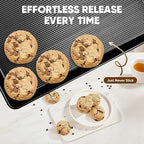 Nonstick Baking Sheet Pan Set of 3, Heavy Duty Cookie Sheets for Oven with Stripe Texture Pattern, 0.6mm Thick Quarter/Half/Jelly Roll Pans, Rust-Resistant & Easy Clean (Black)