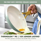 GreenPan Nonstick Reserve Pro 10” & 12” Frying Pan Set, NSF Certified Ceramic, Hard Anodized PFAS-Free Skillets, Stainless Steel Handles, Oven & Dishwasher Safe, Moss Green