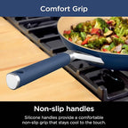 Ninja Ceramic Cookware Set, Extended Life 11-Piece Kitchen Cookware Sets with Comfort Grip, Nonstick Fry Pans, Pots, PTFE Free, Oven & Dishwasher Safe, Stovetop Compatible, Navy Blue, CW49011