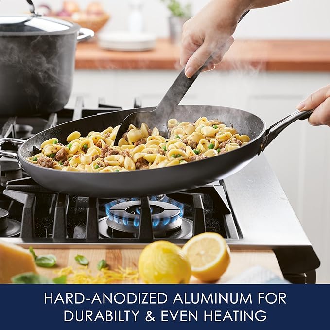 Rachael Ray Cook + Create Hard Anodized Nonstick Frying Pan/Skillet with Helper Handle, 14 Inch - Black