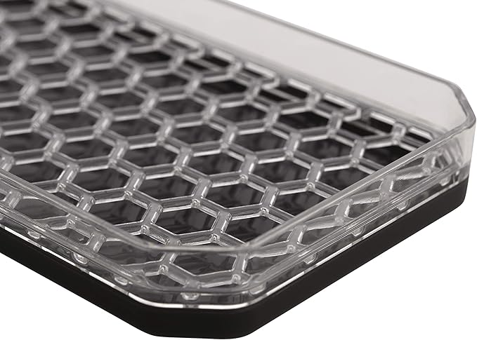 Spectrum Sponge and Brush Holder for Kitchen Sink Storage, Hexa Quick-Dry Organizer with 3 Compartments, Removable Base Sink Caddy for Dish Brushes & Sponges, Compact Design, Clear & Gray