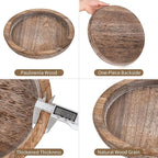 Hanobe Wooden Tray for Coffee Table: Candle Holder Plate Round Decorative Serving Tray - Vintage Table Centerpiece Rustic Farmhouse Home Decor